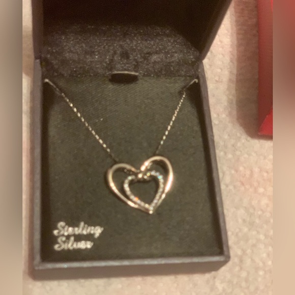 NEW Diamond Sterling Silver Diamond Heart Necklace 16"-18" Chain NWT style 2 - Picture 5 of 8